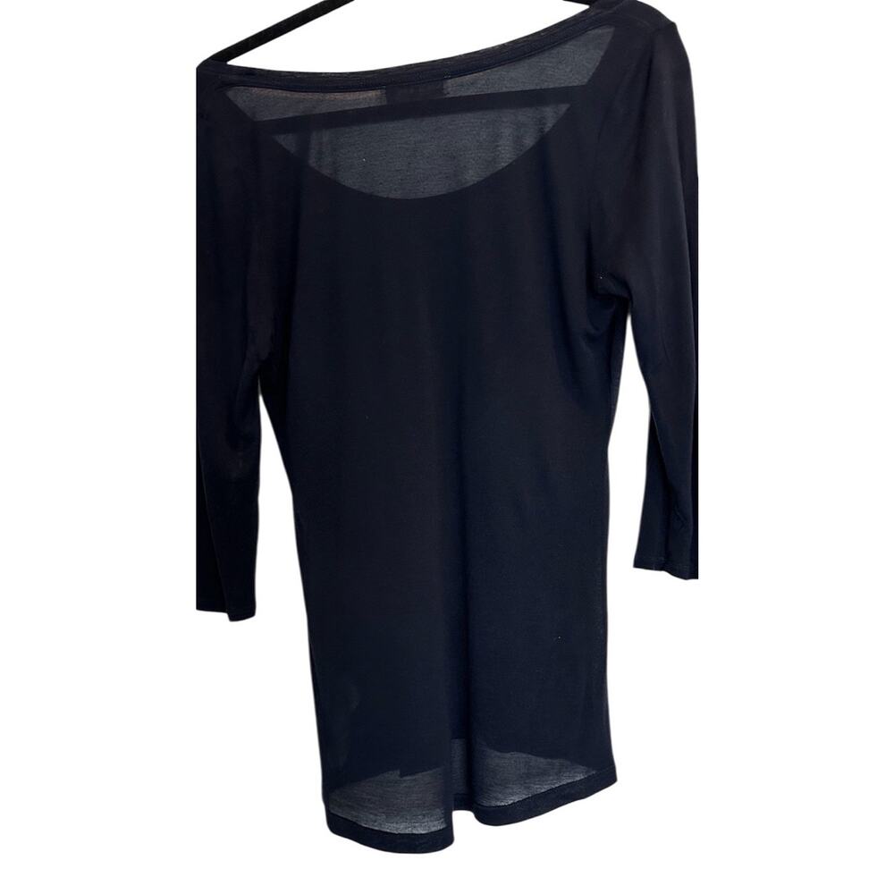 Vintage Y2K Abercrombie & Fitch Sheer Navy Blouse 3/4 Sleeve Women’s M - Picture 3 of 3